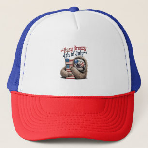 Sloth Hugging Flag 4th of July Trucker Hat