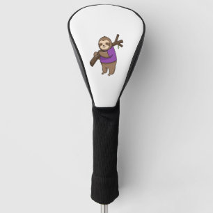 Sloth Hugging Tree Branch Wearing Purple Golf Head Cover