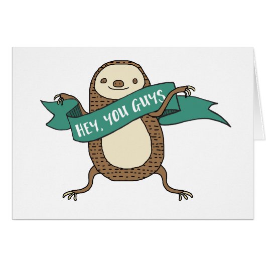 Sloth Illustration "Hey You Guys" Cards (Front Horizontal)