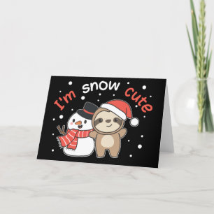 Sloth I'm Snow Cute Snowman Snow Pun Holiday Card