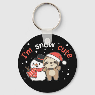 Sloth I'm Snow Cute Snowman Snow Pun Keychain