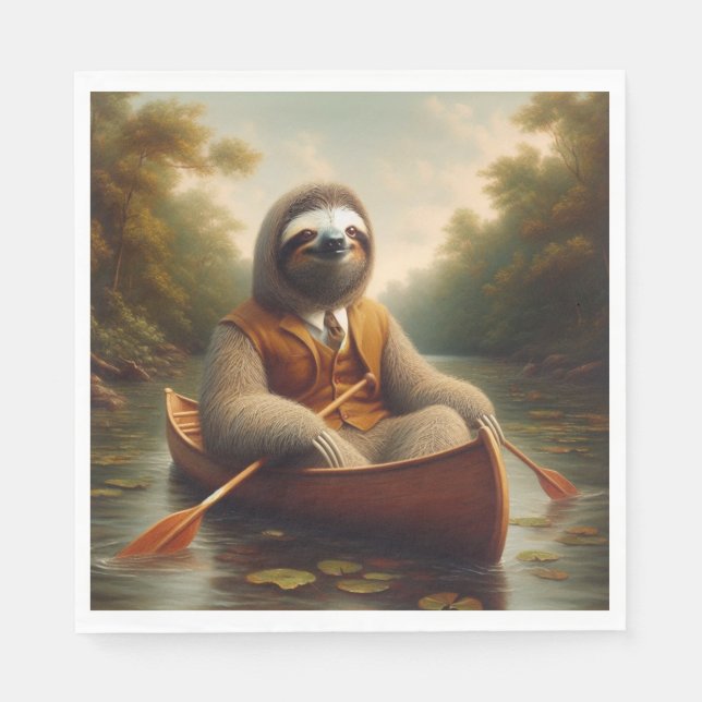 Sloth In A Canoe Napkins (Front)