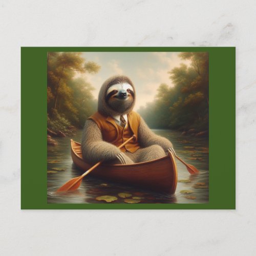 Sloth In A Canoe Postcard
