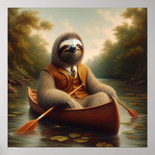 Sloth In A Canoe Poster