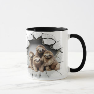 Sloth in a cracked wall mug