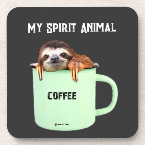 Sloth in a Mug Hard plastic coaster