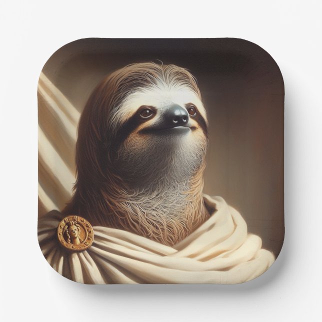 Sloth in Ancient Rome Paper Plates (Front)
