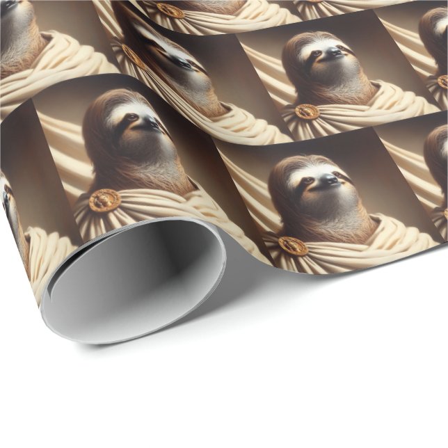 Sloth in Ancient Rome Wrapping Paper (Roll Corner)