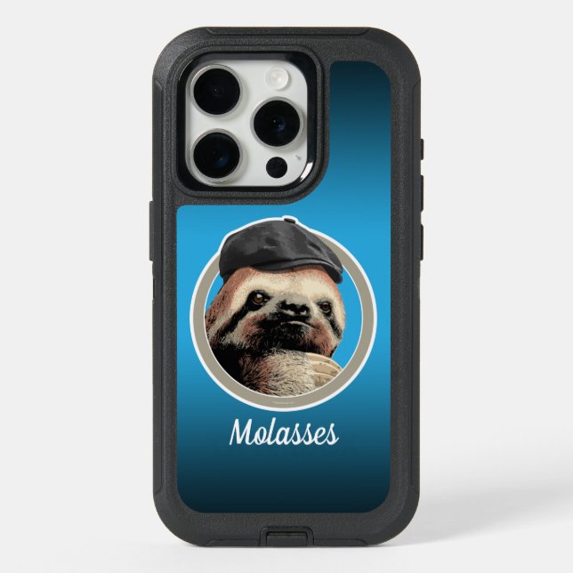 Sloth (in Baker Boy hat) iPhone 15 Pro Case (Back)