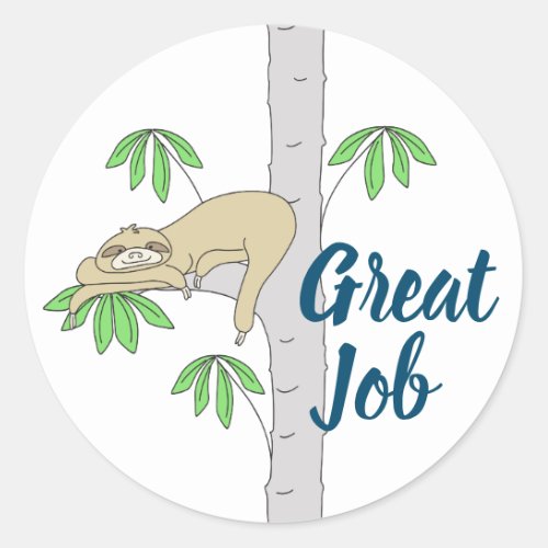 Sloth in Cecropia Tree Classic Round Sticker