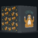 Sloth in Lotus Yoga Pose "Slow Down" 3 Ring Binder<br><div class="desc">Funny illustration of a cute sloth holding a lotus yoga pose and the words "Slow Down" in handwritten font.</div>