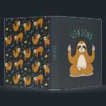 Sloth in Lotus Yoga Pose "Slow Down" 3 Ring Binder<br><div class="desc">Funny illustration of a cute sloth holding a lotus yoga pose and the words "Slow Down" in handwritten font.</div>