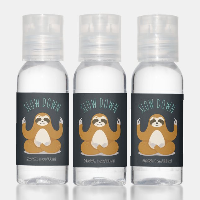 Sloth in Lotus Yoga Pose "Slow Down" Hand Sanitizer (Set)