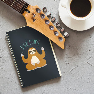 Sloth in Lotus Yoga Pose "Slow Down" Notebook