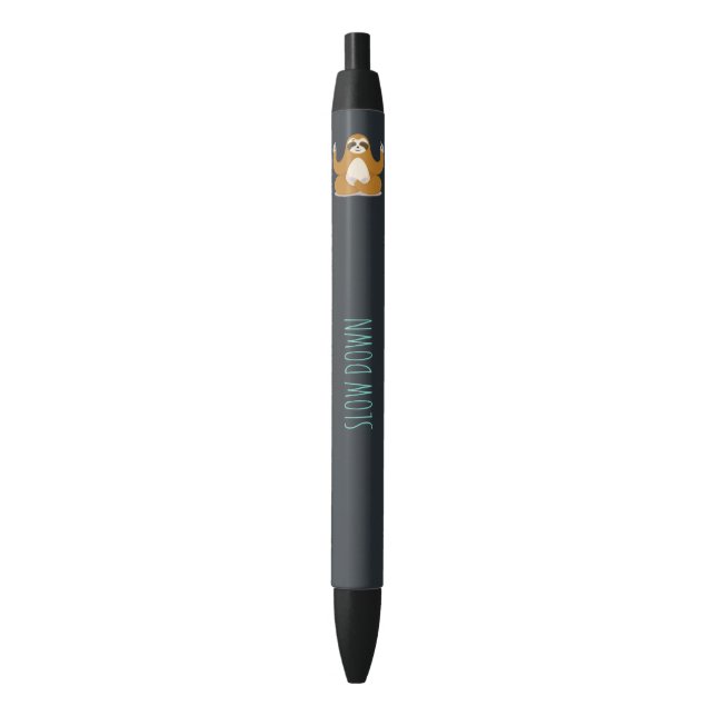 Sloth in Lotus Yoga Pose "Slow Down" Pen (Front Vertical)