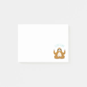 Sloth in Lotus Yoga Pose "Slow Down" Post-it Notes