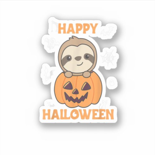 Sloth In Pumpkin Sloths Happy Halloween  Sticker