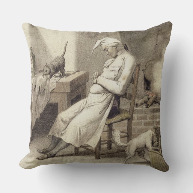 Sloth in the Kitchen, from a series of prints depi Throw Pillow (Front)