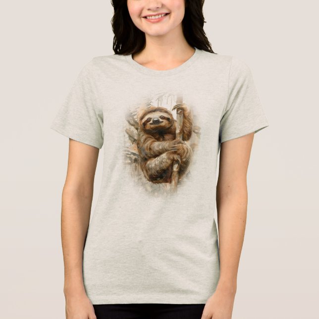 Sloth in the Rainforest Tri-Blend Shirt (Front)