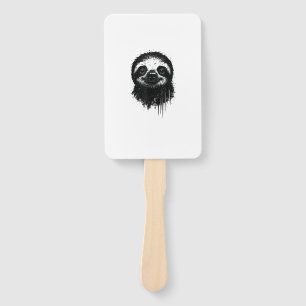Sloth Ink Art Grunge Jungle Wildlife Portrait Lazy Hand Fan