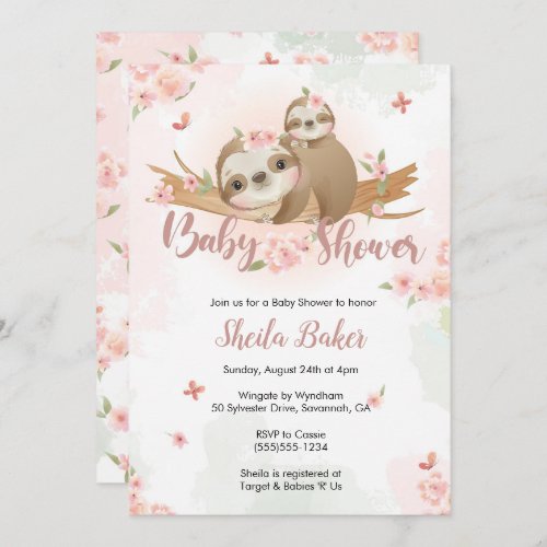 Sloth Invitation Sloth Baby Shower Invitation