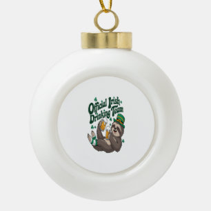 Sloth Irish Drinking St Patrick's Day Ceramic Ball Christmas Ornament
