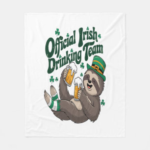 Sloth Irish Drinking St Patrick's Day Fleece Blanket