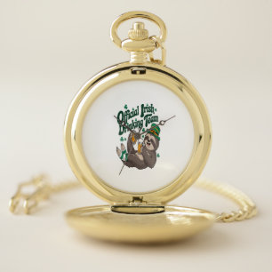 Sloth Irish Drinking St Patrick's Day Pocket Watch