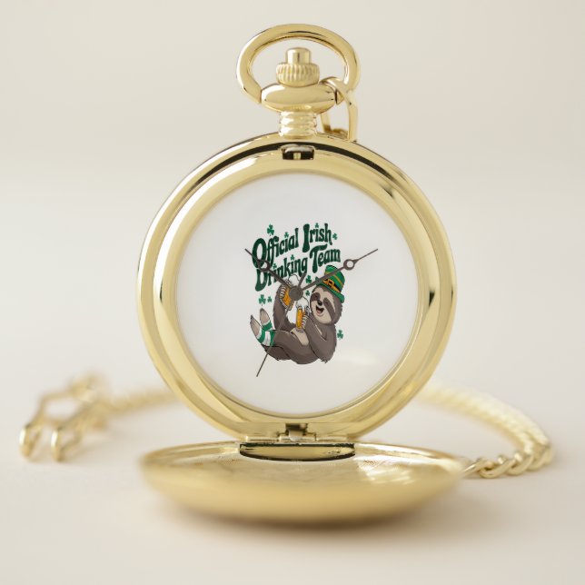 Sloth Irish Drinking St Patrick's Day Pocket Watch (Inside)