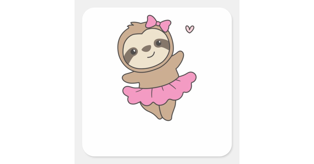 Sloth Is Dancing Ballet Cute Sloths Are Dancing Square Sticker | Zazzle