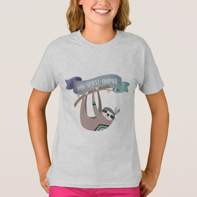 SLOTH is my Spirit Animal - Fun Gift- Customizable T-Shirt (Front)
