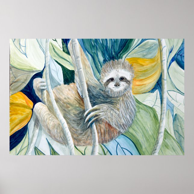 Sloth island  Rain Forest Tropical Print (Front)