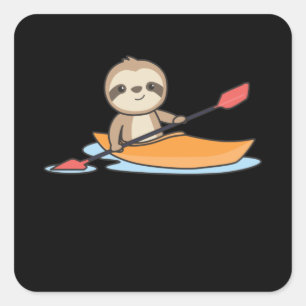 Sloth Kayak Team Paddling Funny Sloths Square Sticker