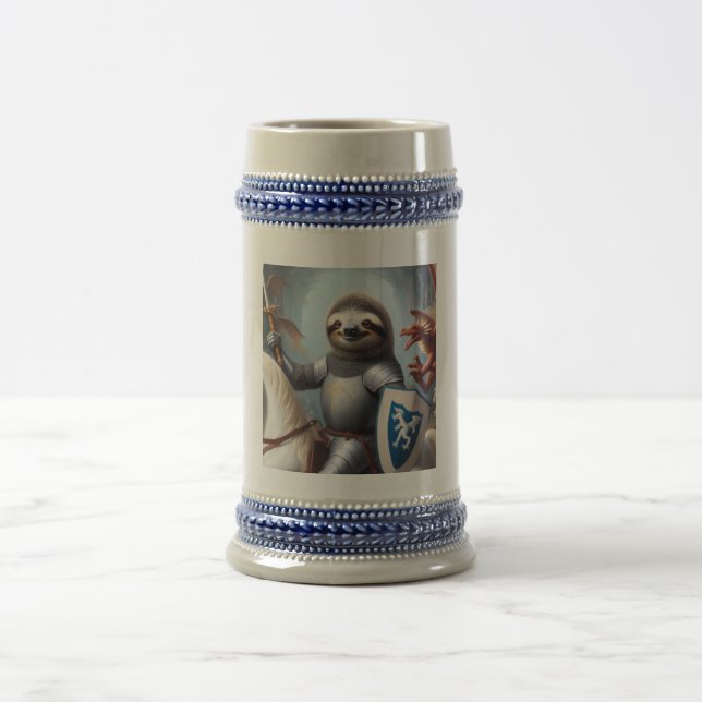 Sloth Knight Fighting Dragons Beer Stein (Center)
