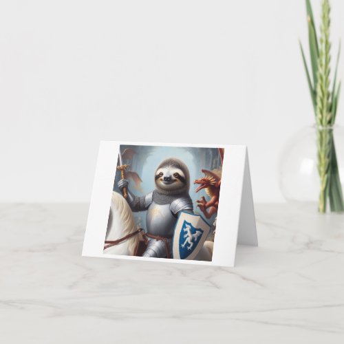 Sloth Knight Fighting Dragons Card