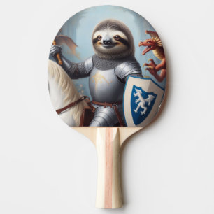 Sloth Knight Fighting Dragons Ping Pong Paddle