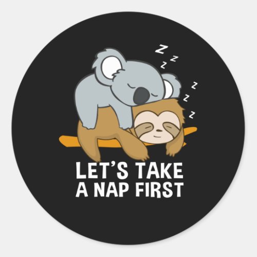 Sloth Koala Sleeping Late Riser Cute Classic Round Sticker