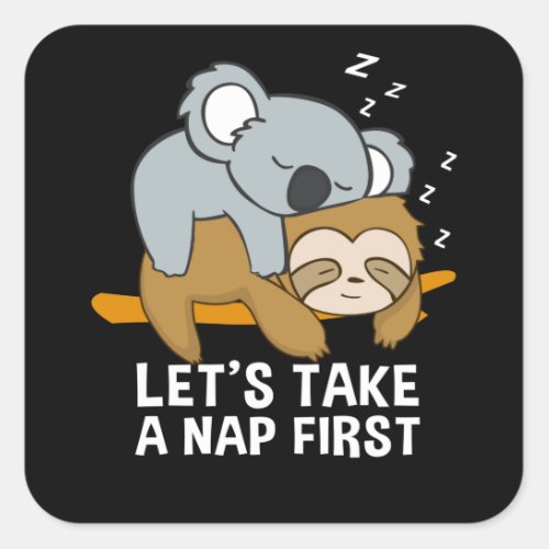Sloth Koala Sleeping Late Riser Cute Square Sticker