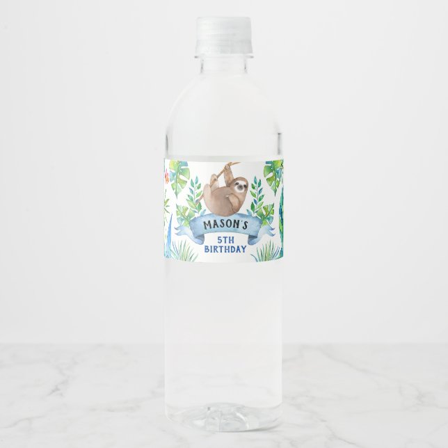 Sloth Label, Zoo party, Sloth Water Bottle Label (Front)