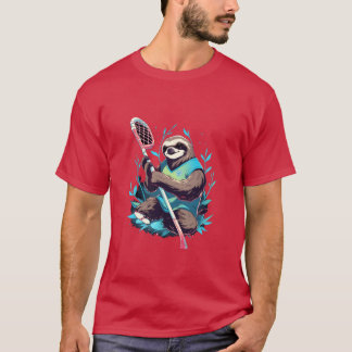 Sloth Lacrosse Player La Stick Sports boy family T-Shirt