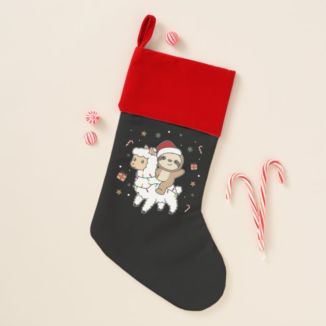 Sloth Lama Christmas Snow Winter Animals Adult Clo Christmas Stocking (Front)