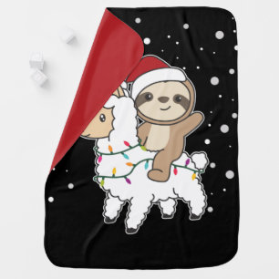 Sloth Lama Christmas Snow Winter Animals Baby Blan Blanket