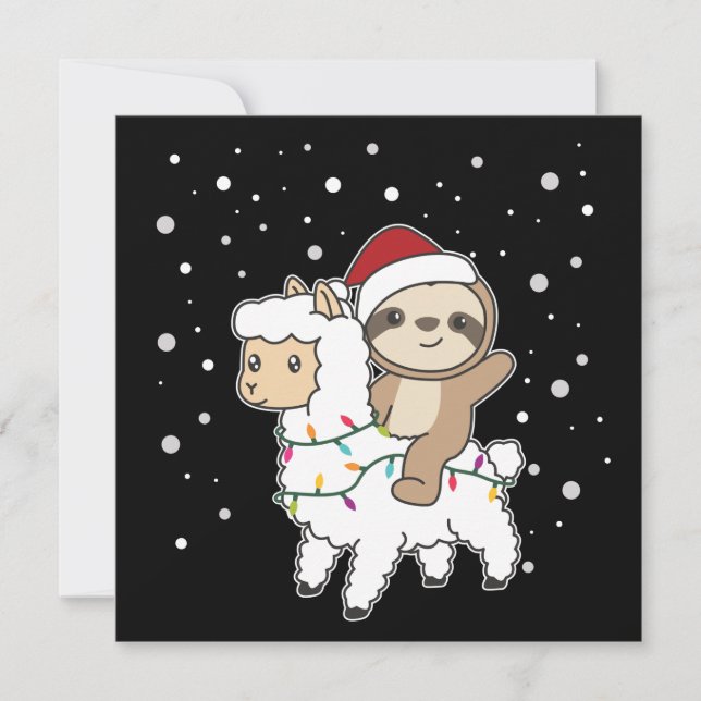 Sloth Lama Christmas Snow Winter Animals Invitatio Invitation (Front)
