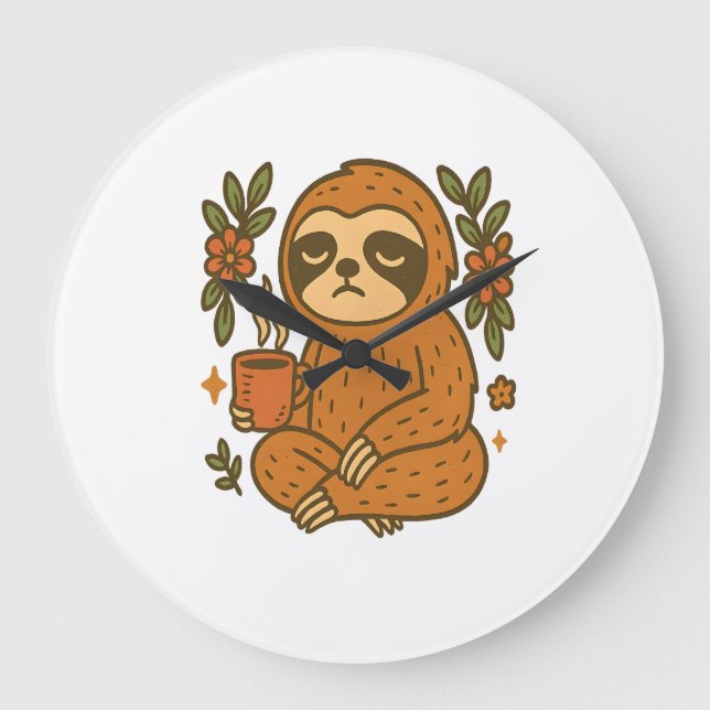 Sloth Lazy Sleepy Sloth Large Clock (Front)