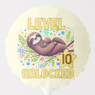 Sloth Level Unlocked Birthday Gamer Design Balloon