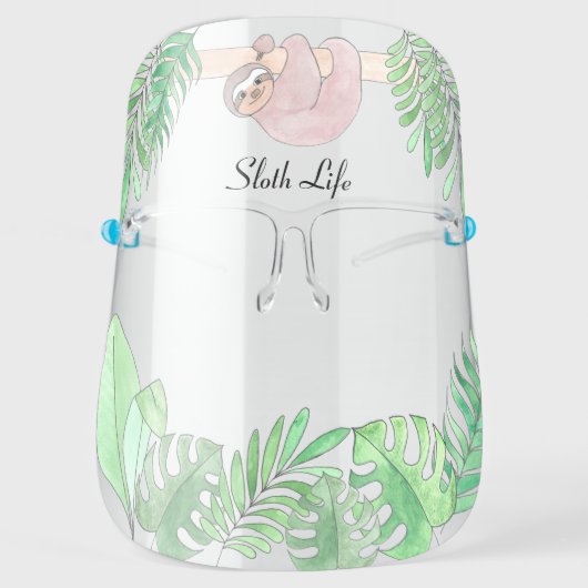 Sloth Life Green Foliage Face Shield (Front)