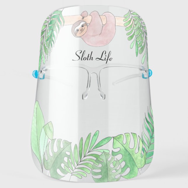 Sloth Life Green Foliage Face Shield (Front)