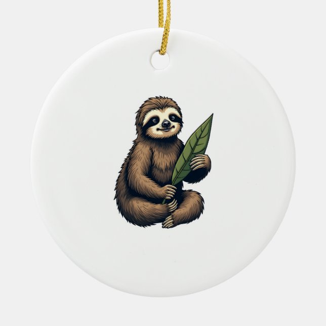 Sloth Line Engraving Classic Animal Tee (2) Ceramic Ornament (Front)