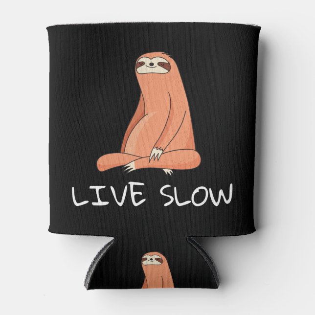 Sloth Live Slow Can Cooler (Front)