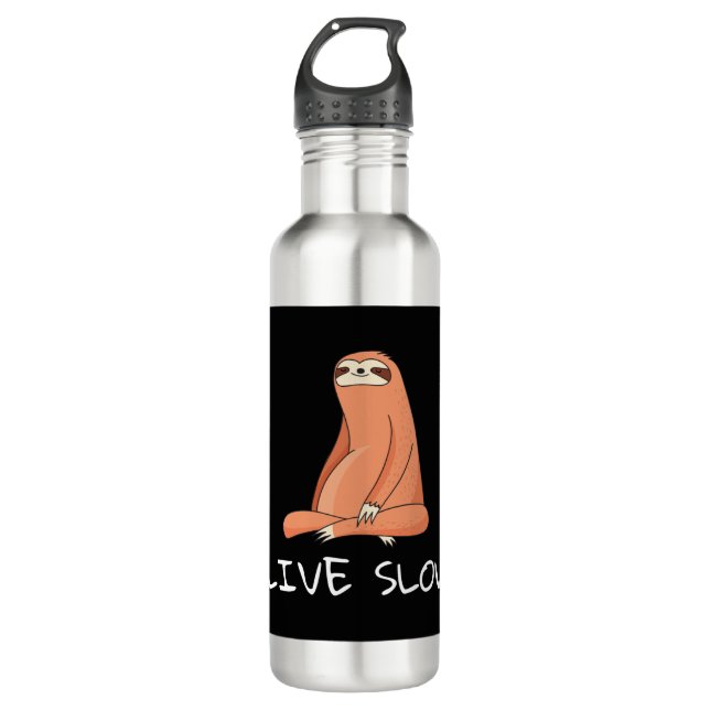 Sloth Live Slow Stainless Steel Water Bottle (Front)